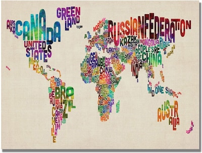 Trademark Global Michael Tompsett Typography World Map II Canvas Art, 18 x 24