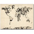 Trademark Global Michael Tompsett Old Clocks World Map Canvas Art, 30 x 47