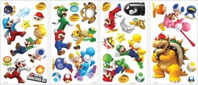 RoomMates® New Super Mario™ Bros. Wii Peel and Stick Wall Decal, 10 x 18