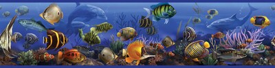 RoomMates® Under the Sea Peel and Stick Border, Black, Blue, Dark Gray, 180 L x 5 W
