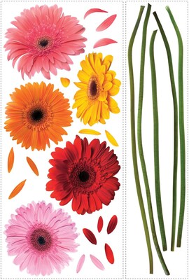 RoomMates® Gerber Daisies Peel and Stick Wall Decal, 40 x 18, 40 x 9
