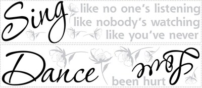 RoomMates® Dance, Sing, Love Quote Peel and Stick Wall Decal, 10 x 18