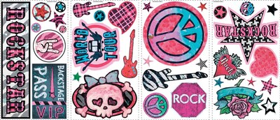 RoomMates® Girls Rock n Roll Peel and Stick Wall Decal; 10 x 18