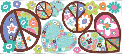 RoomMates® Hearts and Peace Signs Peel and Stick Giant Wall Decal, 18 x 40
