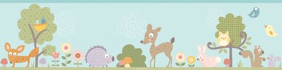 RoomMates® Woodland Animals Peel and Stick Border, Multi-color, 180 L x 5 H