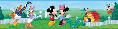 RoomMates® Mickey and Friends Peel and Stick Border, Green, Blue, 180 L x 5 H