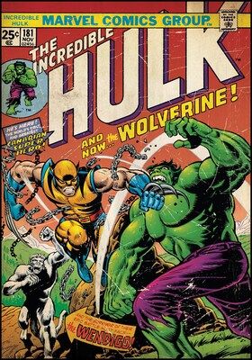 RoomMates® Incredible Hulk and Wolverine Comic Cover Peel and Stick Giant Wall Decal, 27 x 40