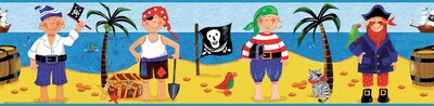RoomMates® Treasure Hunt Peel and Stick Border-Black,Blue,Gold,Light Blue,Mustard,Pink, 180L x 5W