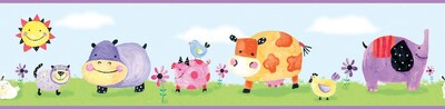 RoomMates® Polka Dot Piggy Peel and Stick Border, Multi-color, 5 H x 180