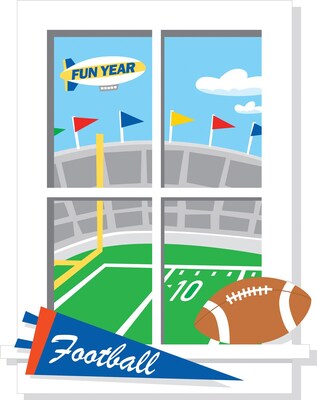 RoomMates® Game Day Football Window Peel and Stick Giant Wall Decal, 27 x 40