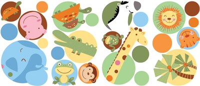 RoomMates® Jungle Animal Polka Dot Peel and Stick Wall Decal, 10 x 18