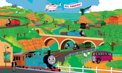 RoomMates® Thomas and Friends Chair Rail Prepasted Wall Mural, 6 ft H x 10 1/2 ft W