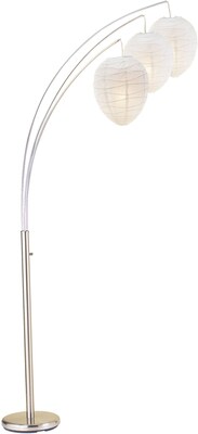 Adesso® Belle 82H Arc Lamp, Satin Steel with White Beehive Shades (4108-22)