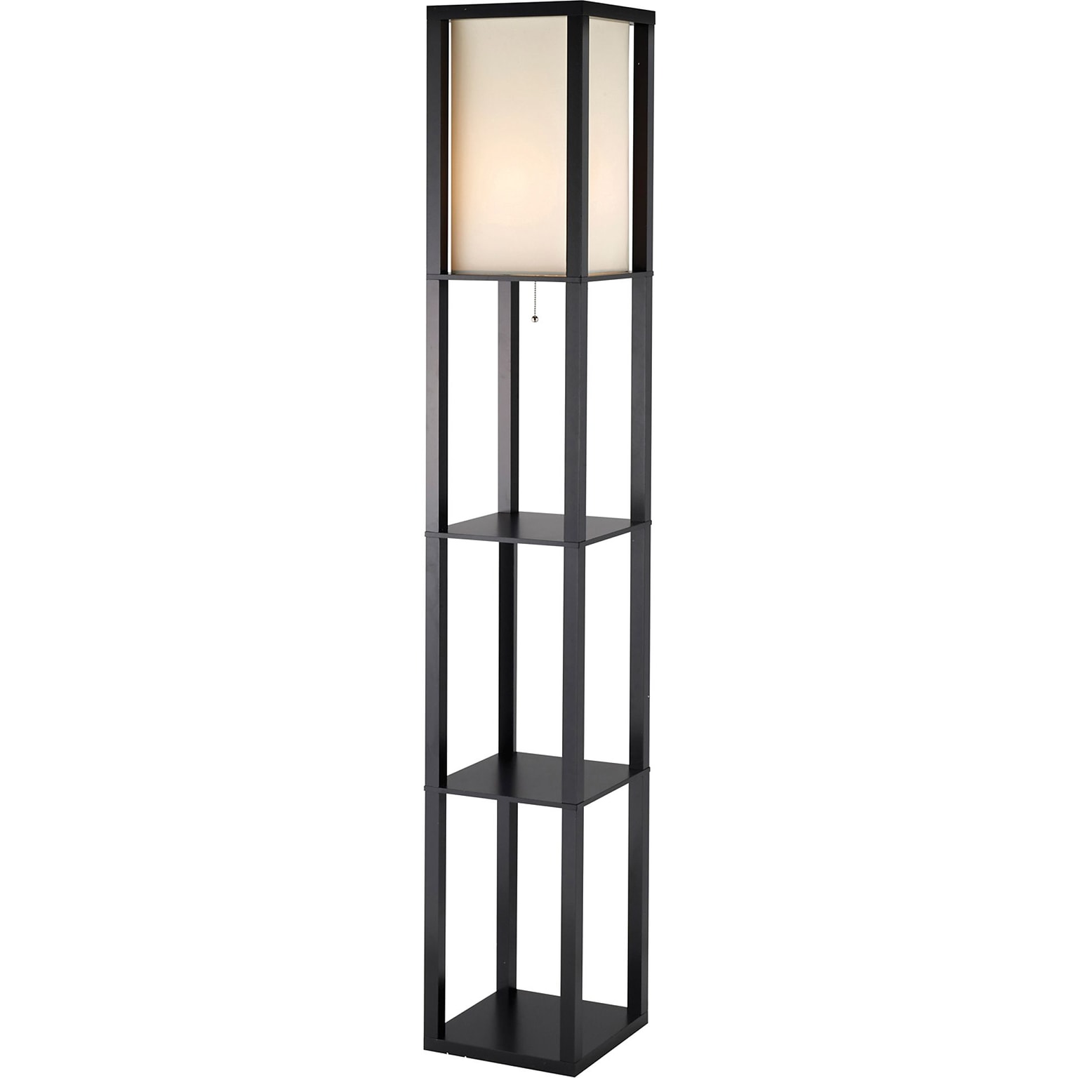Adesso® Titan 72H Black Shelf Floor Lamp with Off-White Fabric Shade (3193-01)