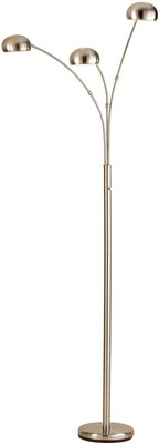 Adesso® Domino 84H Arc Lamp, Brushed Steel with Brushed Steel Globe Shades (5118-22)