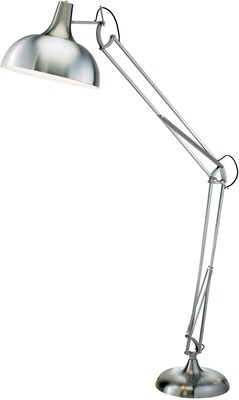 Adesso® Atlas 77H Adjustable Floor Lamp, Brushed Steel with Aluminum Bowl Shade (3366-22)