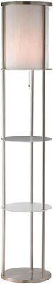 Adesso® 3666-22 Holden Shelf Floor Lamp; 1 x 150 W, Satin Steel