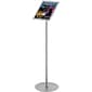 Deflecto Contemporary Literature Displays, 8-1/2x11" Floor Sign Stand w/ Back Pocket, Silver (692045)