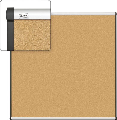 Quill Brand® Cork Bulletin Board, Aluminum Frame, 4W x 4H (23681-CC)