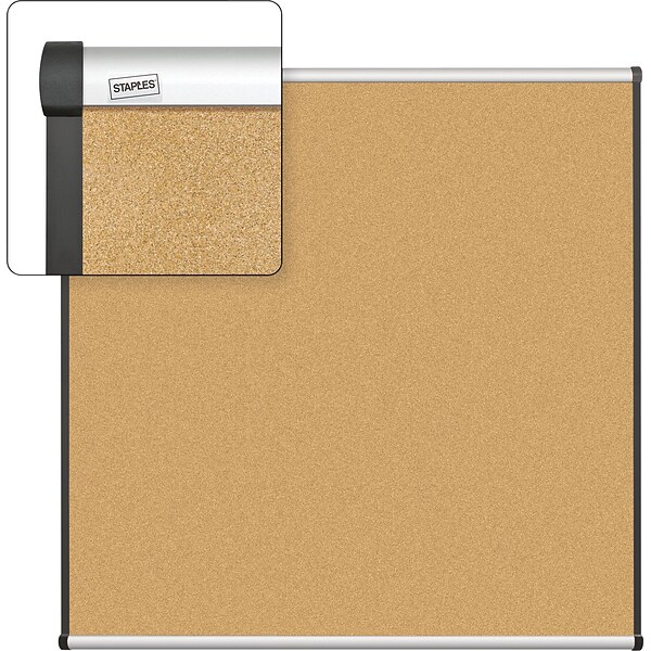 Quill Brand® Cork Bulletin Board, Aluminum Frame, 4W x 4H (23681-CC)