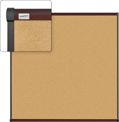 Quill Brand® Durable Cork Bulletin Board, Mahogany Finish Frame, 4W x 4H