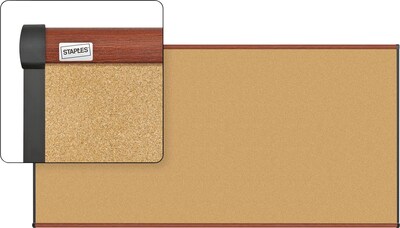 Quill Brand® Durable Cork Bulletin Board, Cherry Finish Frame, 8W x 4H (23688-CC)