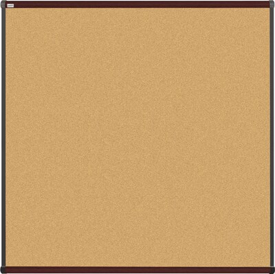 Quill Brand® Durable Cork Bulletin Board, Mahogany Finish Frame, 4'W x 4'H