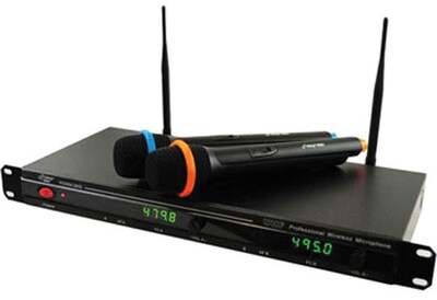 Pyle® PDWM2800 Professional UHF Wireless Microphone System With 2 Microphones, 80 Hz - 1.25 kHz