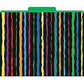 Neon Stripes Decorative File Folders, Letter, 3 Tab