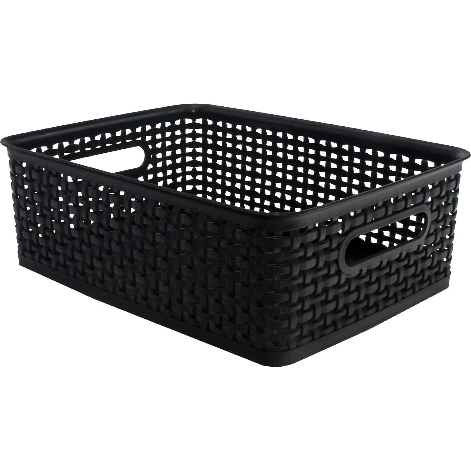 Advantus Plastic Weave Bin, Black, 4.63H x 10-1/2W x 14D