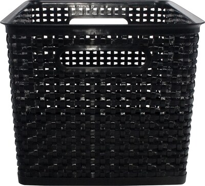 Plastic Weave Bin; Black, Large