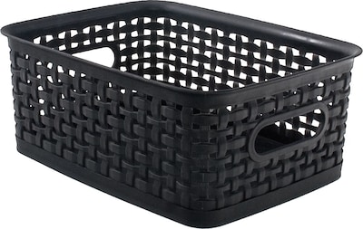 Plastic Weave Bin; Black, Small