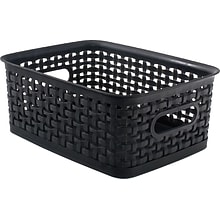 Plastic Weave Bin; Black, Small