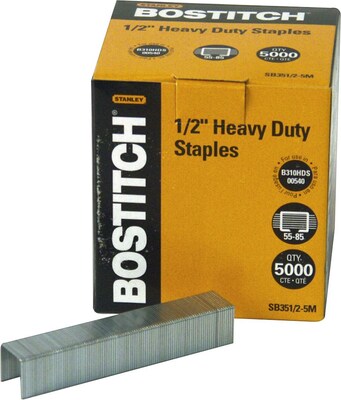 Stanley Bostitch Heavy-Duty Staples, 1/2, 5,000/Bx