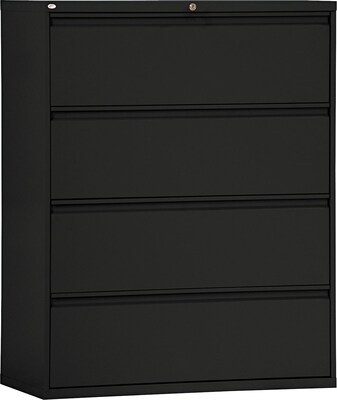 Alera 4-Drawer Lateral File Cabinet, Locking, Letter/Legal, Black, 42.13 (ALELF4254BL)
