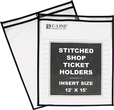 C-Line Job Ticket Holder, Heavyweight, 12 x 15, Clear with Black Edges, 25/Box (46125)