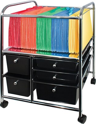 File Cart with 5 Storage Drawers, Letter/Legal, Black (AVT34100)