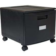 Storex Mobile Vertical File Cabinet, Letter/Legal Size, Lockable, 12.75H x 18.25W x 14.75D, Black