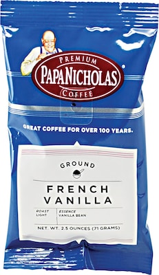 Papa Nicholas® French Vanilla Ground Coffee, Regular, 2.5 oz., 18 Packets