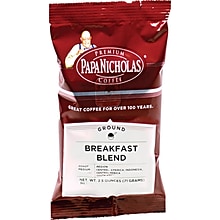 Papa Nicholas Premium Breakfast Blend Ground Coffee, Medium Roast, 2.5 oz. Packets, 18/Carton (PCO25