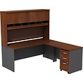 Bush Business Furniture Westfield Bundle 72W L-Desk Shell w/ Ped & Hutch, Hansen Cherry/Graph Gray, Installed (SRC0018HCSUFA)