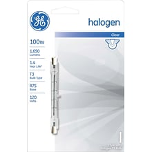 100 Watt GE T-3 Double Ended Halogen Light Bulb, Clear