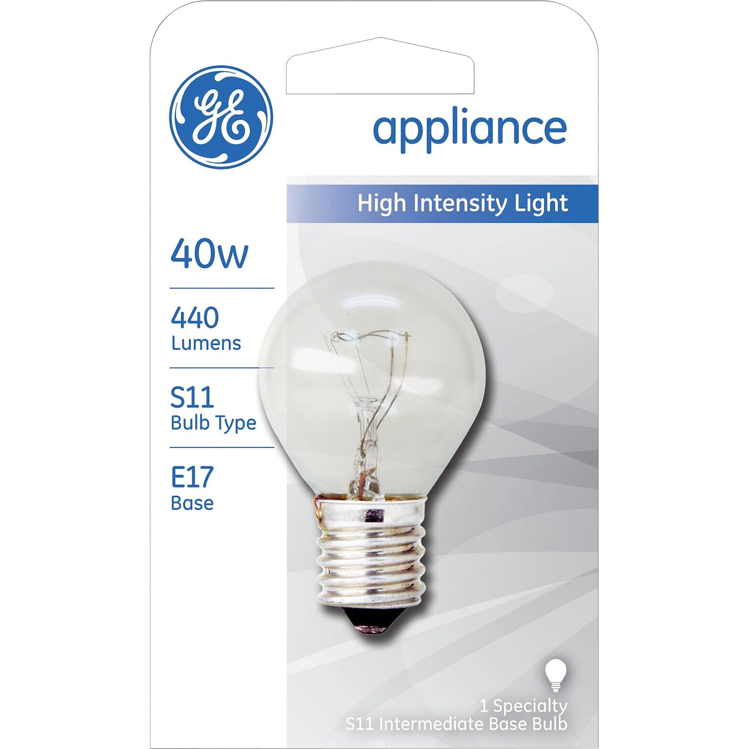 40 Watt GE S-11 High-Intensity Incandescent Bulb, Clear