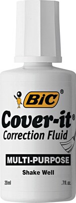 BIC Cover-it Correction Fluid, White, 12/Pack (BICWOC12DZ)
