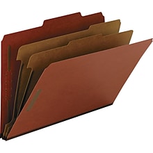 Smead 100% Recycled Pressboard Classification Folders, 2 Expansion, Legal Size, 2 Dividers, Red, 10