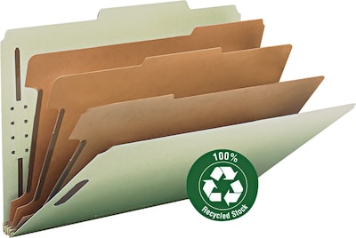 Smead 100% Recycled Pressboard 2/5-Cut Tab Classification Folders, 8-Fasteners, 3-Partitions, Legal,