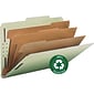 Smead 100% Recycled Pressboard 2/5-Cut Tab Classification Folders, 8-Fasteners, 3-Partitions, Legal, Gray/Green, 10/Box (19093)