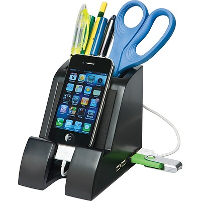 Victor Technology Smart Charge Pencil Cup™, With 4-Port USB Hub