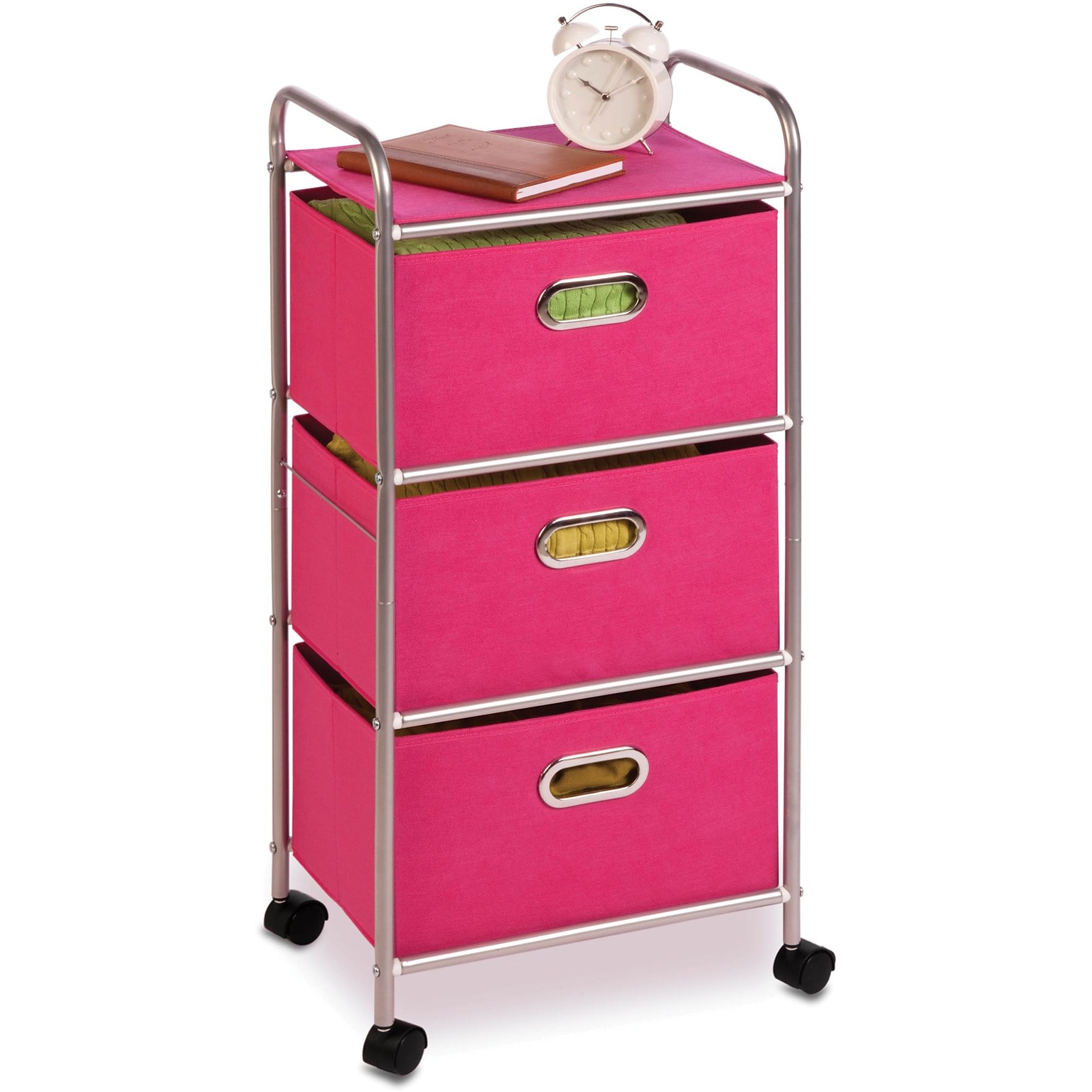 Honey Can Do® 3-Drawer Rolling Cart, Pink (CRT-02348)