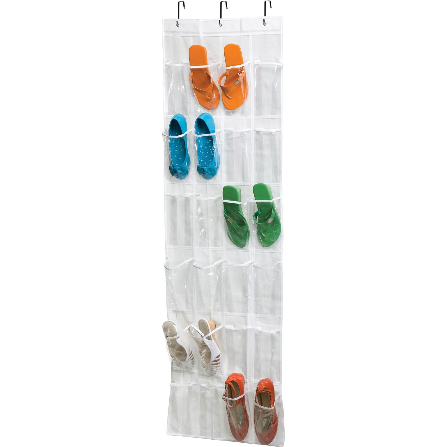 Honey Can Do 24 Pocket Otd Peva Shoe Rack, white/clear (SFT-01423)